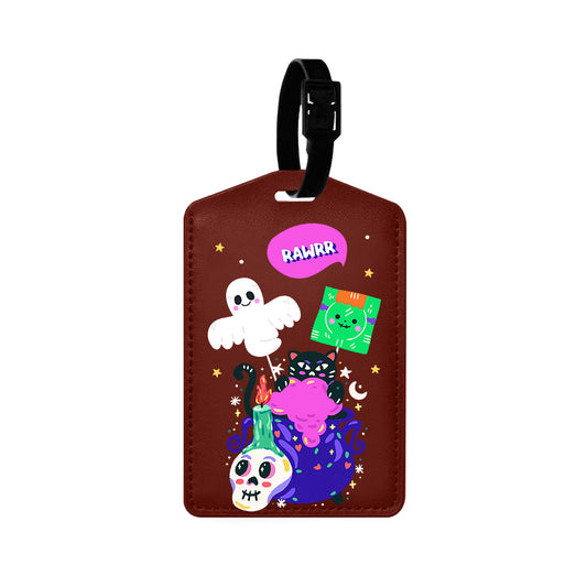 Vegan Leather Bag Tag - Cat Monster