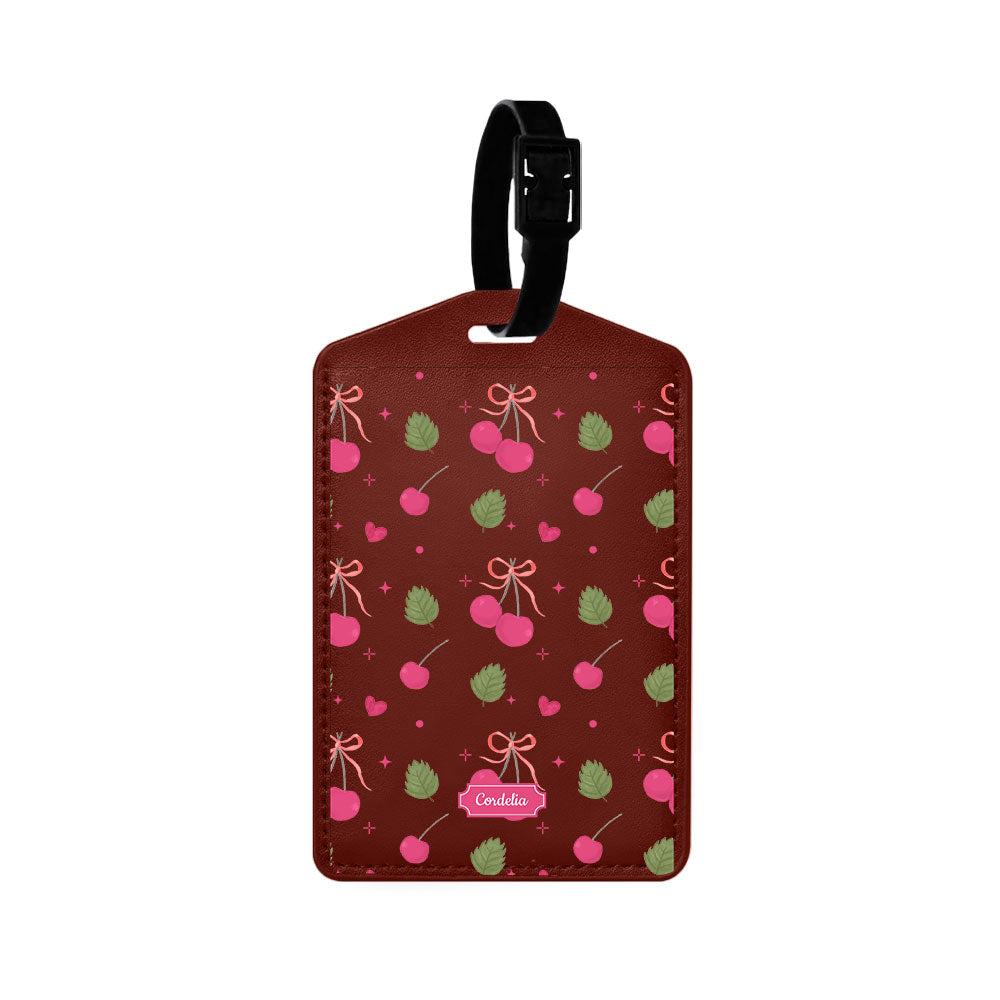 Vegan Leather Bag Tag - Coquette Cherry