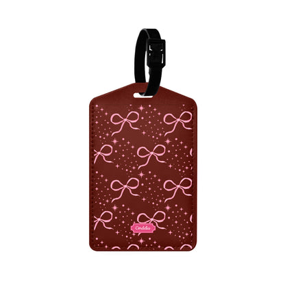 Vegan Leather Bag Tag - Coquette Glittery Bow