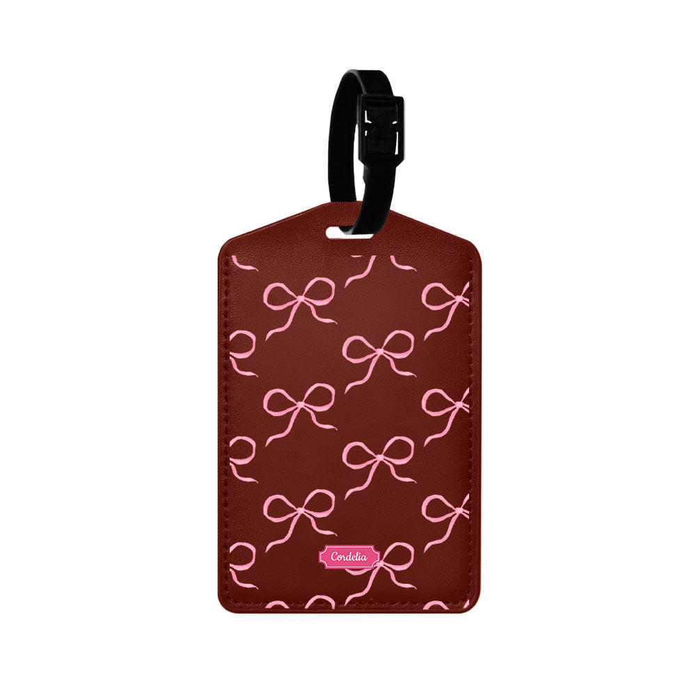 Vegan Leather Bag Tag - Coquette Pink Bow