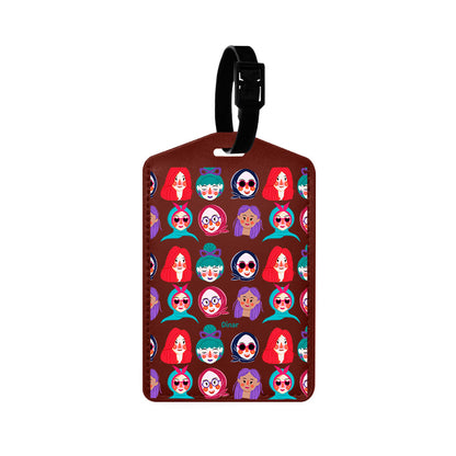 Vegan Leather Bag Tag - Cute Sweety Faces