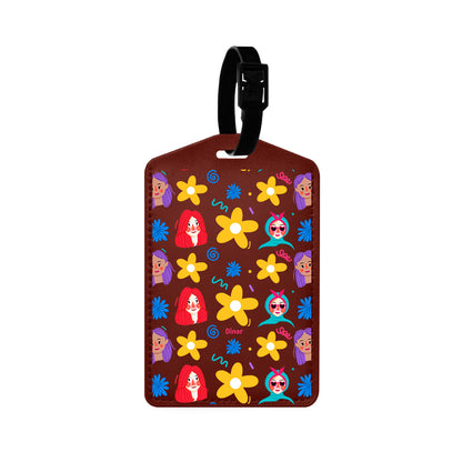 Vegan Leather Bag Tag - Daisy Faces