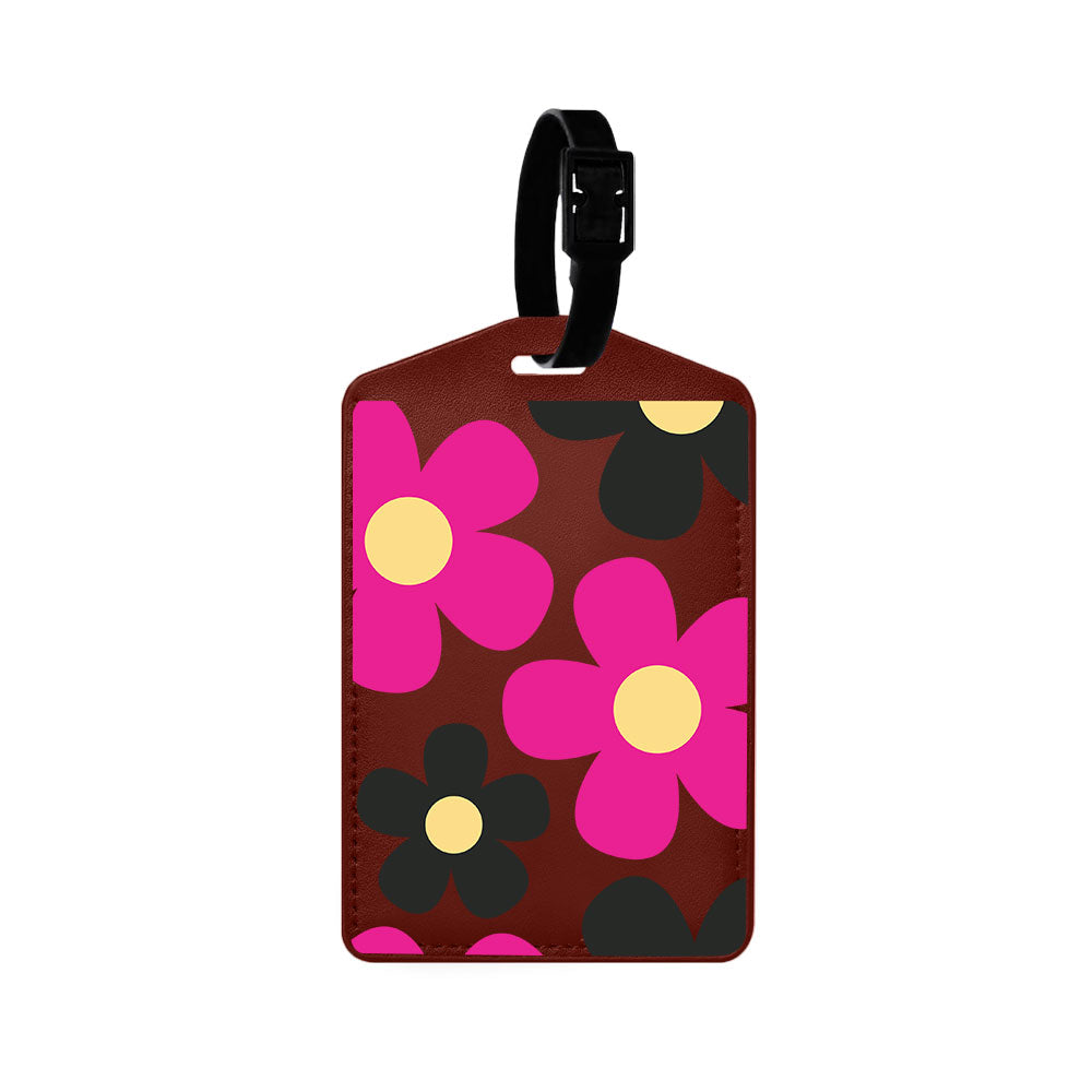 Vegan Leather Bag Tag - Daisy Hot Pink