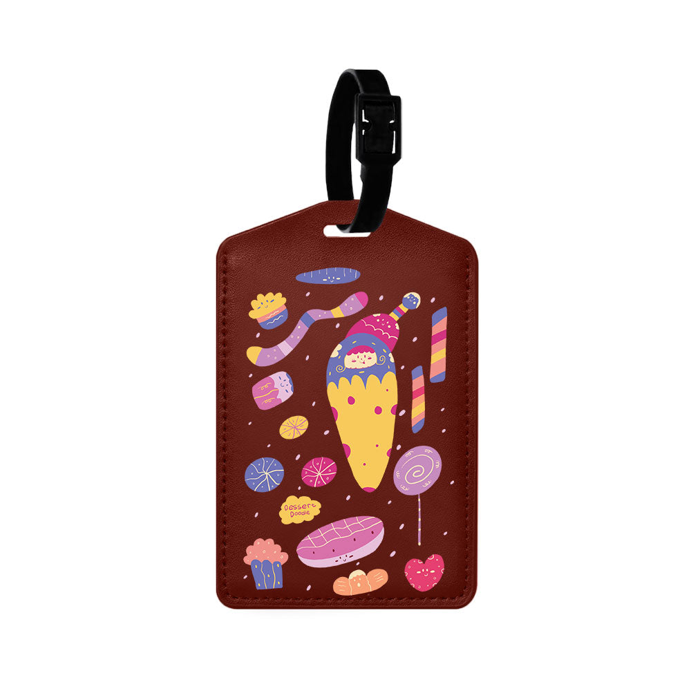 Vegan Leather Bag Tag - Dessert Doodle