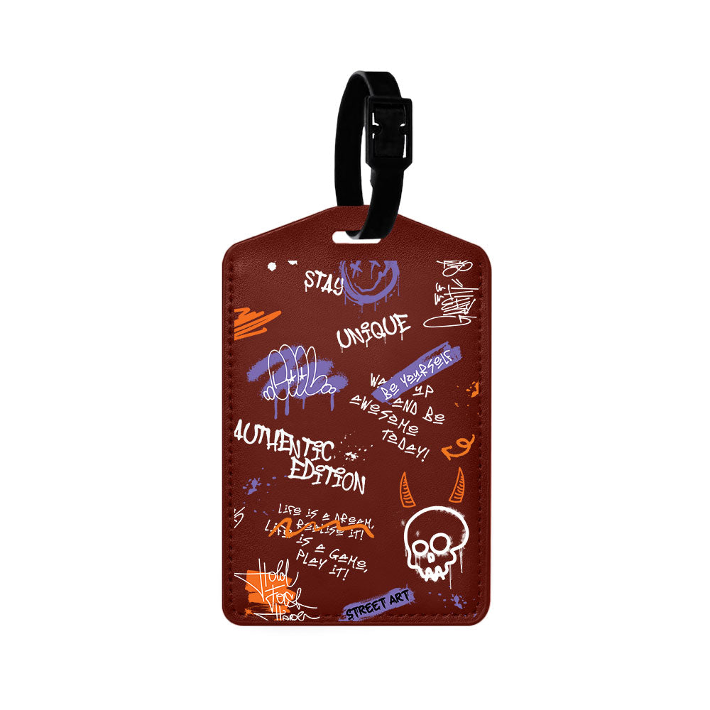 Vegan Leather Bag Tag - Graffiti