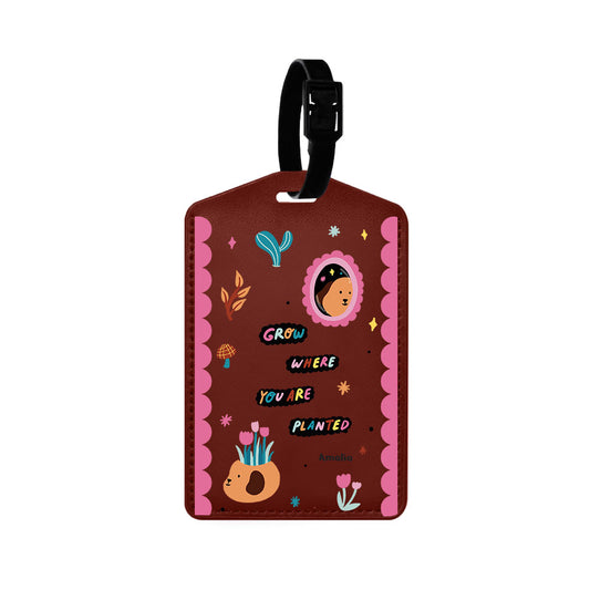 Vegan Leather Bag Tag - Grow Where You Are Planted