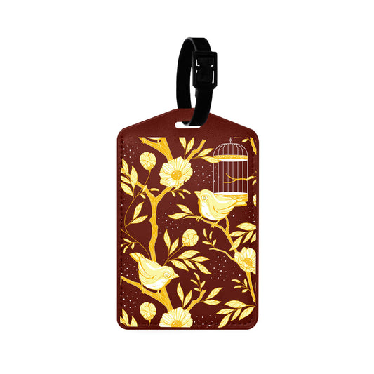 Vegan Leather Bag Tag - Lovebird Monochrome 2.0