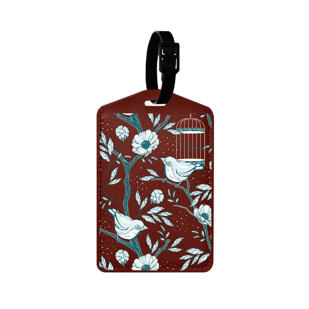 Vegan Leather Bag Tag - Lovebird Monochrome 6.0