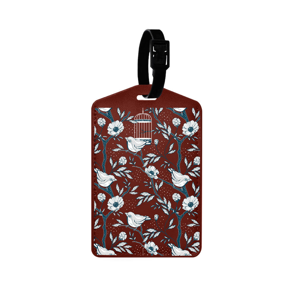 Vegan Leather Bag Tag - Lovebird Monochrome