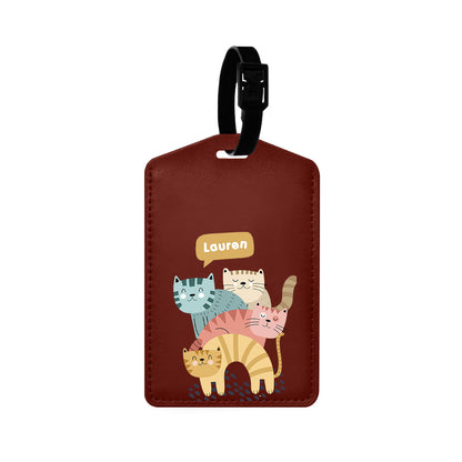 Vegan Leather Bag Tag - Rainbow Meow 2.0