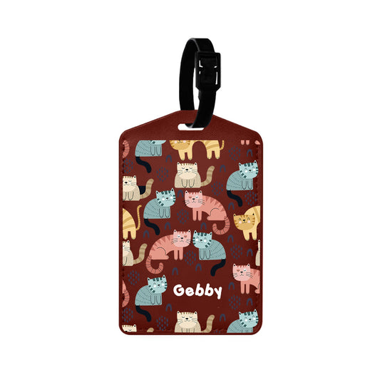Vegan Leather Bag Tag - Rainbow Meow 1.0