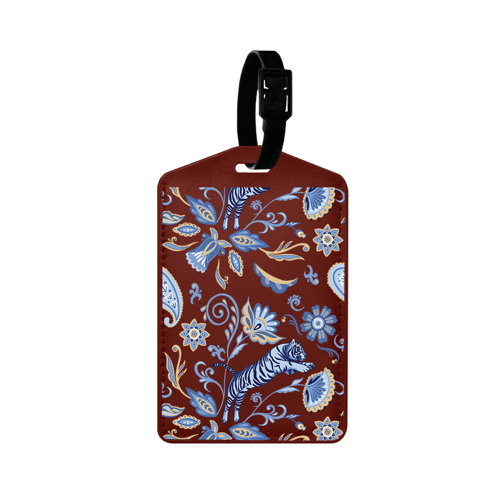 Vegan Leather Bag Tag - Tiger & Floral