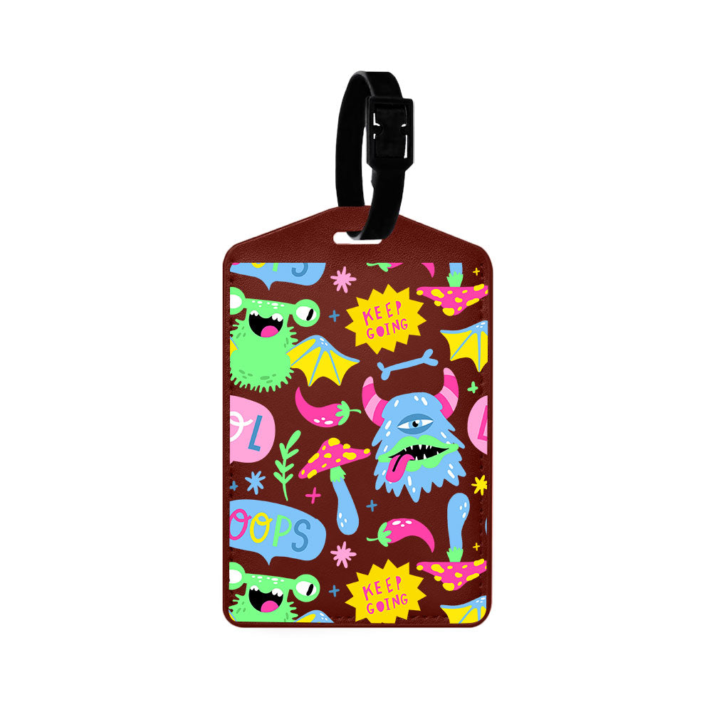 Vegan Leather Bag Tag - Monster Say Keep Going
