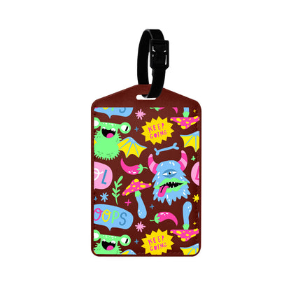 Vegan Leather Bag Tag - Monster Say Keep Going