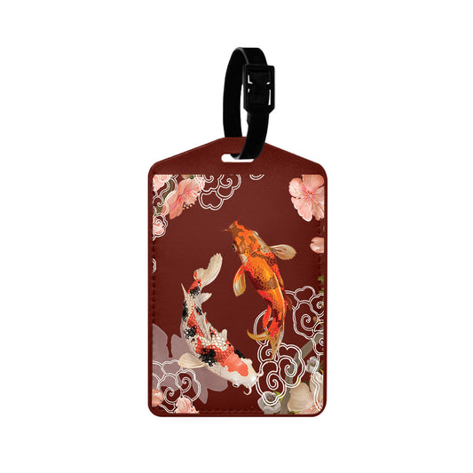 Vegan Leather Bag Tag - Oil Painting Koi