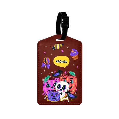 Vegan Leather Bag Tag - Pumpkins Monster