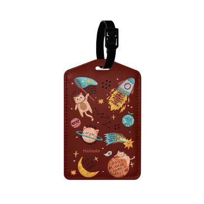 Vegan Leather Bag Tag - Spaceship