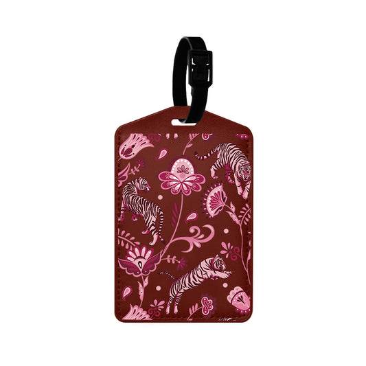 Vegan Leather Bag Tag - Tiger & Floral 2.0