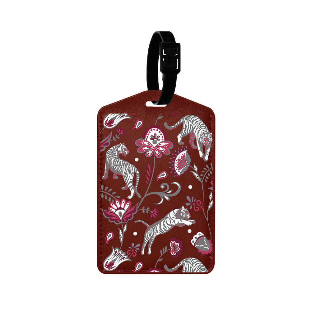Vegan Leather Bag Tag - Tiger & Floral 6.0