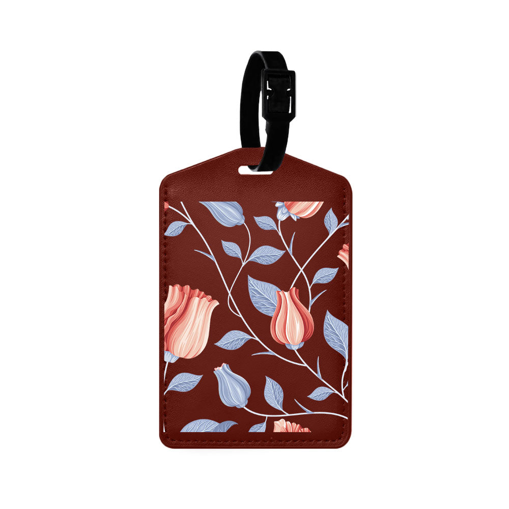 Vegan Leather Bag Tag - Red Tulip