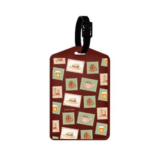 Vegan Leather Bag Tag - Cottagecore Stamps