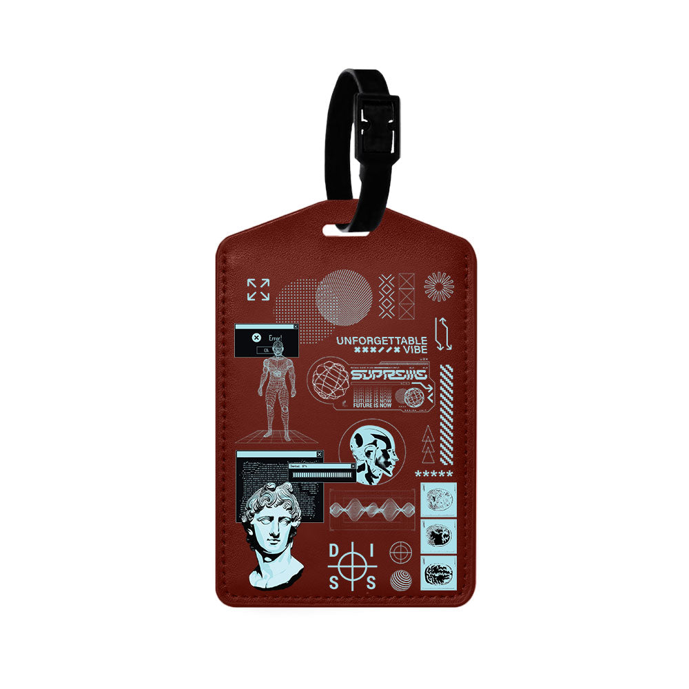 Vegan Leather Bag Tag - Futuristic