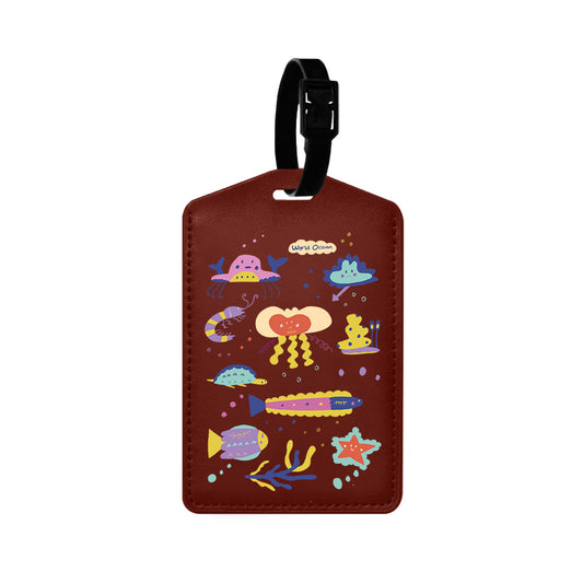 Vegan Leather Bag Tag - Ocean World