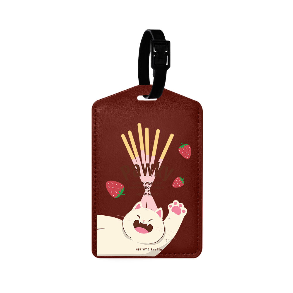 Vegan Leather Bag Tag - Pawky Cat
