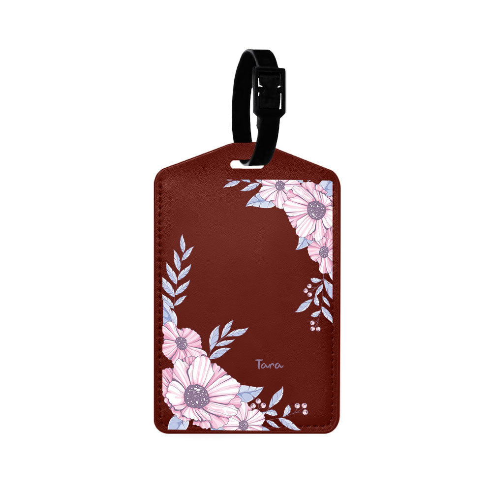 Vegan Leather Bag Tag - Pink Blossom