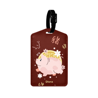 Vegan Leather Bag Tag - Pig (Chinese Zodiac / Shio)