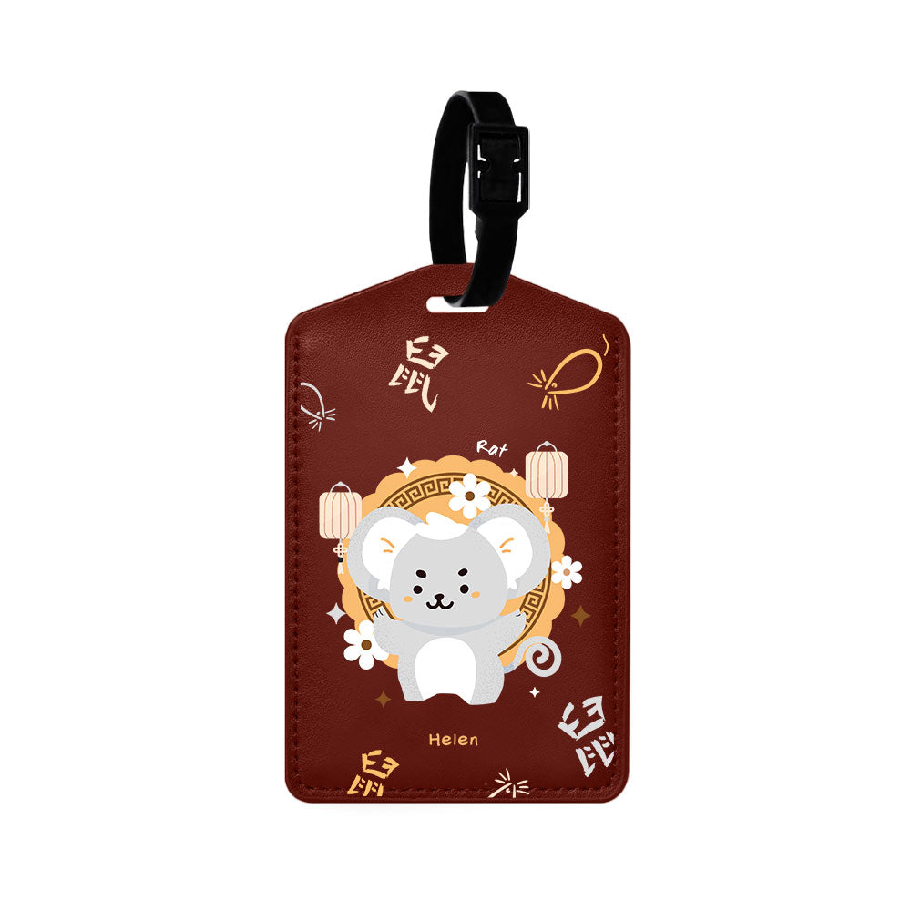 Vegan Leather Bag Tag - Rat (Chinese Zodiac / Shio)