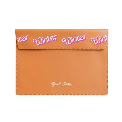 Vegan Leather Sleeve - Barbie Monogram