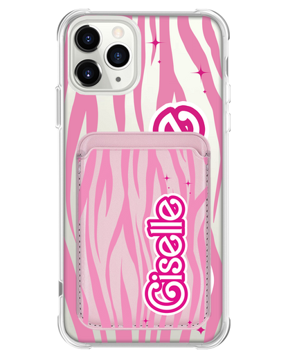 iPhone Magnetic Wallet Case - Barbie Zebra Pattern