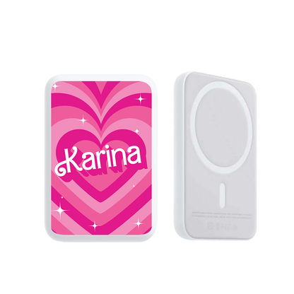 Magnetic Wireless Powerbank - Barbie Love Pattern