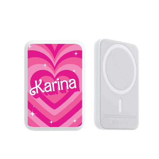 Magnetic Wireless Powerbank - Barbie Love Pattern