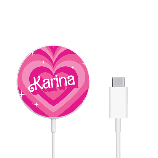 Magnetic Wireless Charger - Barbie Love Pattern
