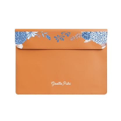 Vegan Leather Sleeve - Blue Florals