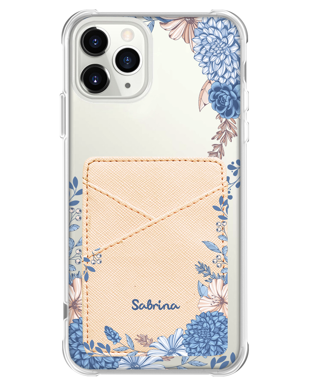 iPhone Phone Wallet Case - Blue Florals