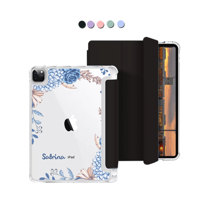 iPad Macaron Flip Cover - Blue Florals