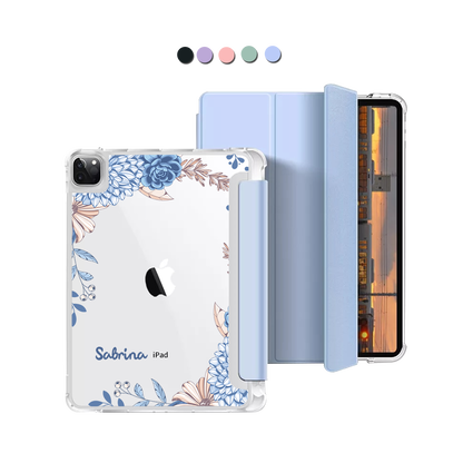 iPad Macaron Flip Cover - Blue Florals