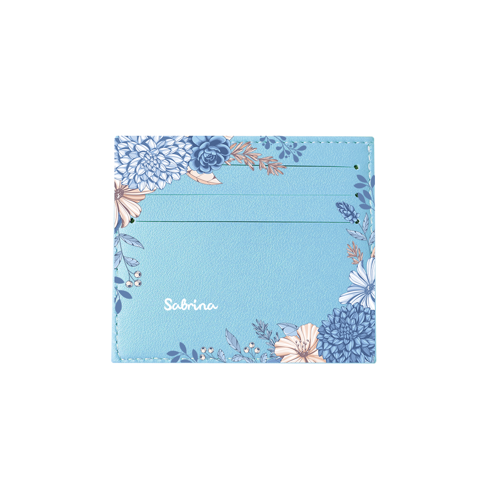 6 Slots Card Holder - Blue Florals