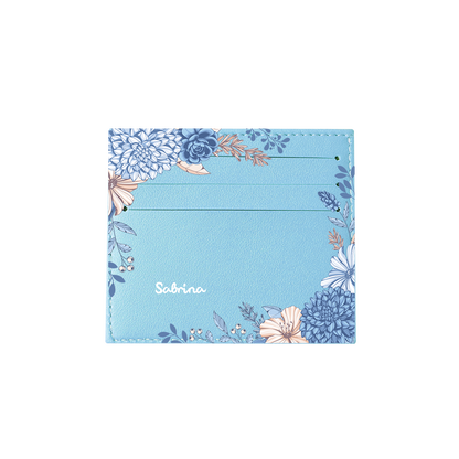 6 Slots Card Holder - Blue Florals