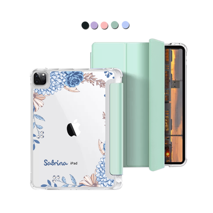 iPad Macaron Flip Cover - Blue Florals