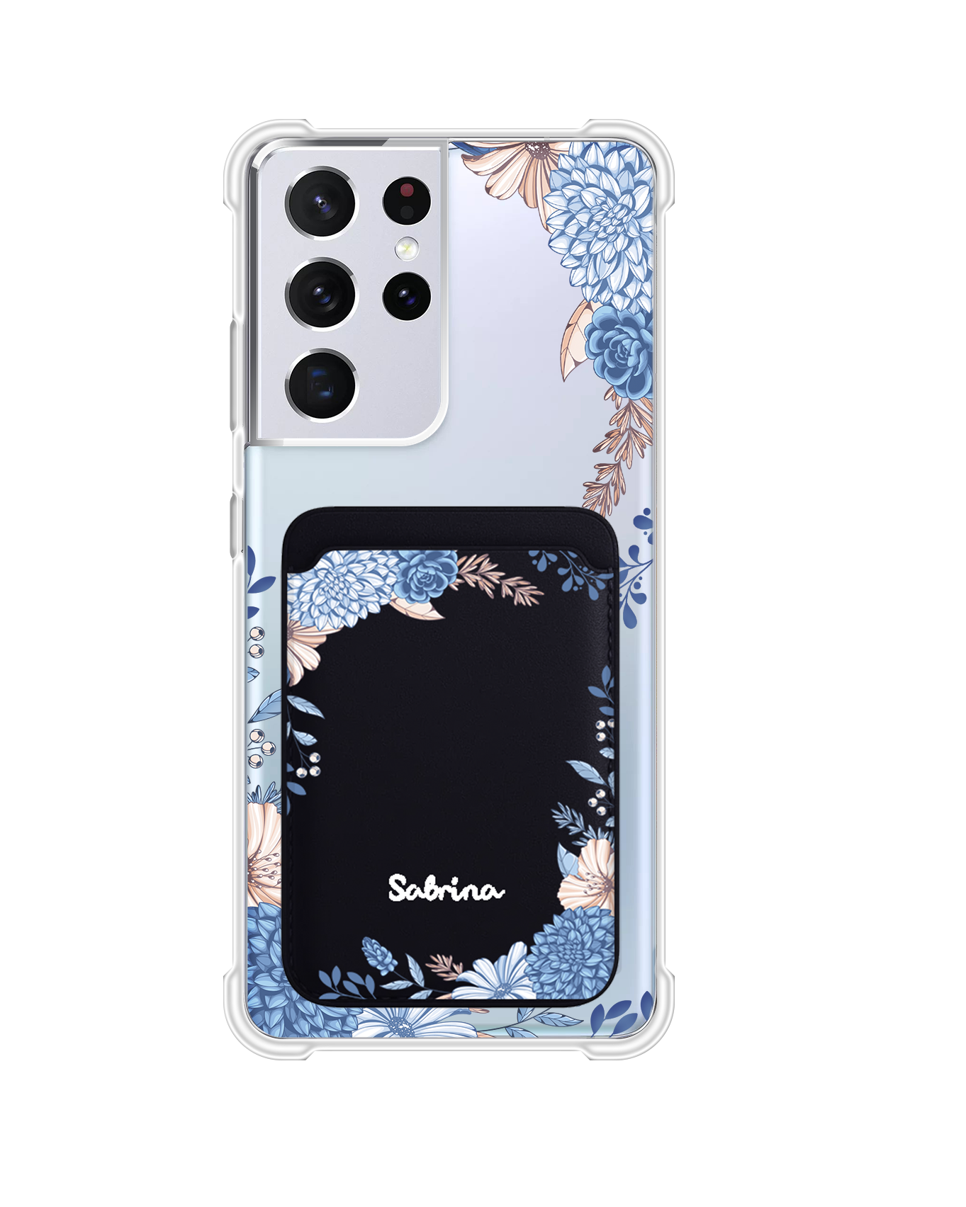 Android Magnetic Wallet Case - Blue Florals