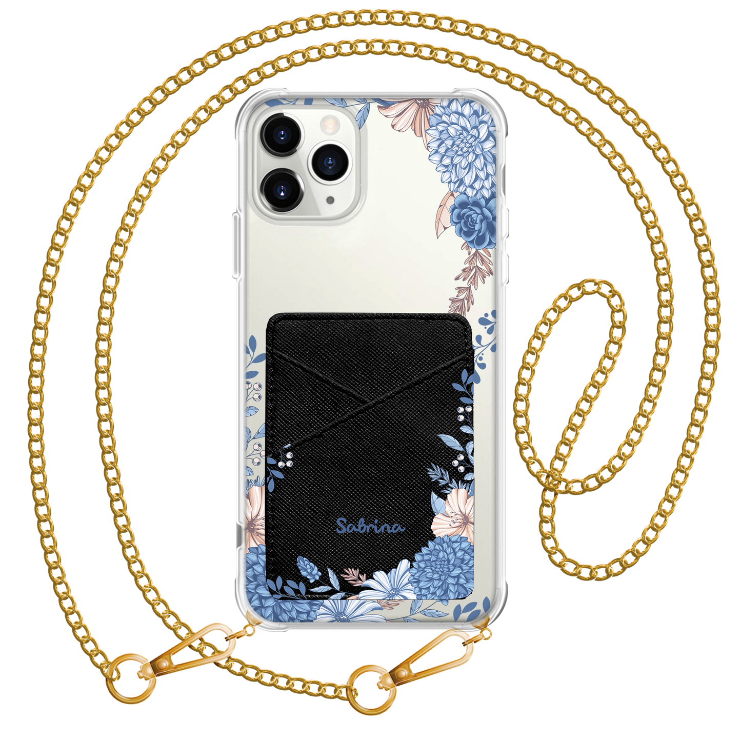 iPhone Phone Wallet Case - Blue Florals