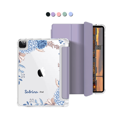 iPad Macaron Flip Cover - Blue Florals