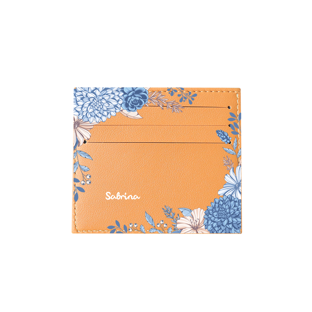 6 Slots Card Holder - Blue Florals