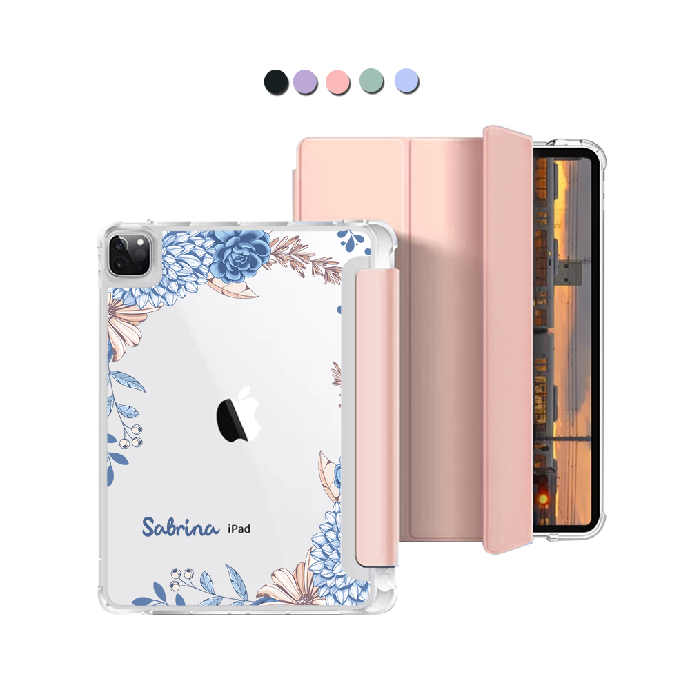 iPad Macaron Flip Cover - Blue Florals