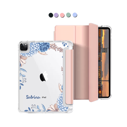 iPad Macaron Flip Cover - Blue Florals