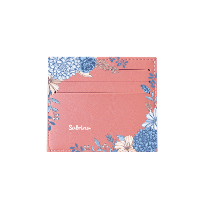 6 Slots Card Holder - Blue Florals